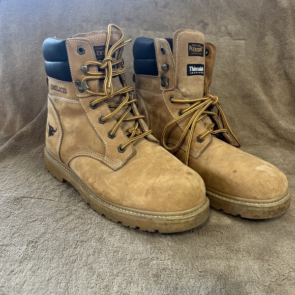 TEXAS STEER Men's Nubuck Leather Boots Work Comfort Size 10.5 Wide Oil Resistant - Picture 2 of 8